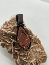Load image into Gallery viewer, Hand Carved Agate &amp; Citrine Oxidized Copper Wire Wrap Pendant
