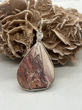 Load image into Gallery viewer, Hand Carved Howardite Sterling Silver Wire Wrap Pendant
