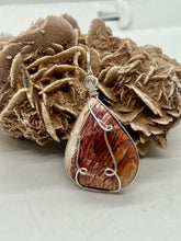 Load image into Gallery viewer, Hand Carved Howardite Sterling Silver Wire Wrap Pendant
