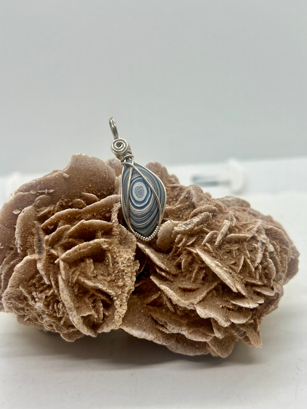 Jeep Fordite Sterling Silver Wire Wrap Pendant