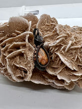 Load image into Gallery viewer, Hand Carved Ocean Jasper Oxidized Copper Wire Wrap Pendant
