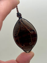 Load image into Gallery viewer, Hand Carved Red Ribbon Obsidian Copper Wire Wrap Pendant
