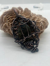 Load image into Gallery viewer, Labradorite &amp; Colombianite Oxidized Copper Wire Wrap Pendant
