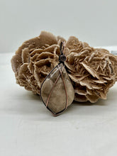 Load image into Gallery viewer, Hand Carved Petoskey Stone Oxidized Copper Simple Wire Wrap Pendant
