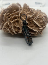 Load image into Gallery viewer, Hand Carved Orbicular Bloodstone Oxidized Copper Wire Wrap Pendant
