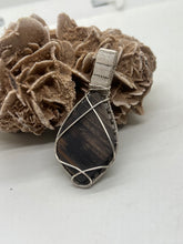 Load image into Gallery viewer, Hand Carved Petrified Wood &amp; Opal Sterling Silver Pendant
