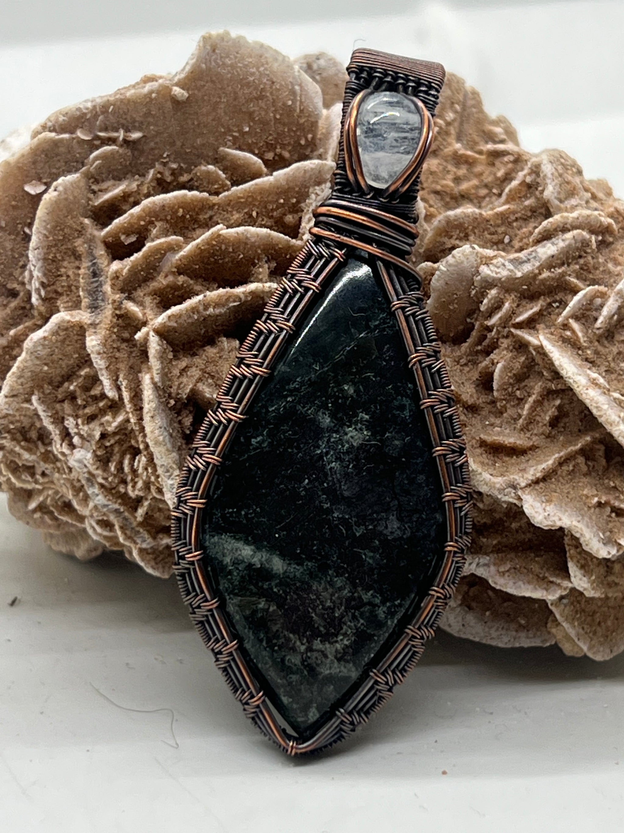 Mia Jewel Shop Rainbow Chakra Stone Inlay Copper Pendant Necklace – Handmade In Peru (Adjustable Cord Or Chain)