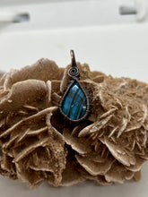 Load image into Gallery viewer, Hand Carved Labradorite Simple Copper Wire Wrap Pendant
