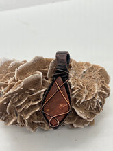 Load image into Gallery viewer, Hand Carved Agate &amp; Citrine Oxidized Copper Wire Wrap Pendant
