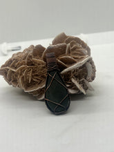 Load image into Gallery viewer, Hand Carved Serpentine Oxidized Copper Wire Wrap Pendant
