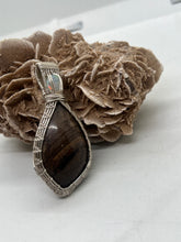Load image into Gallery viewer, Hand Carved Petrified Wood &amp; Opal Sterling Silver Pendant
