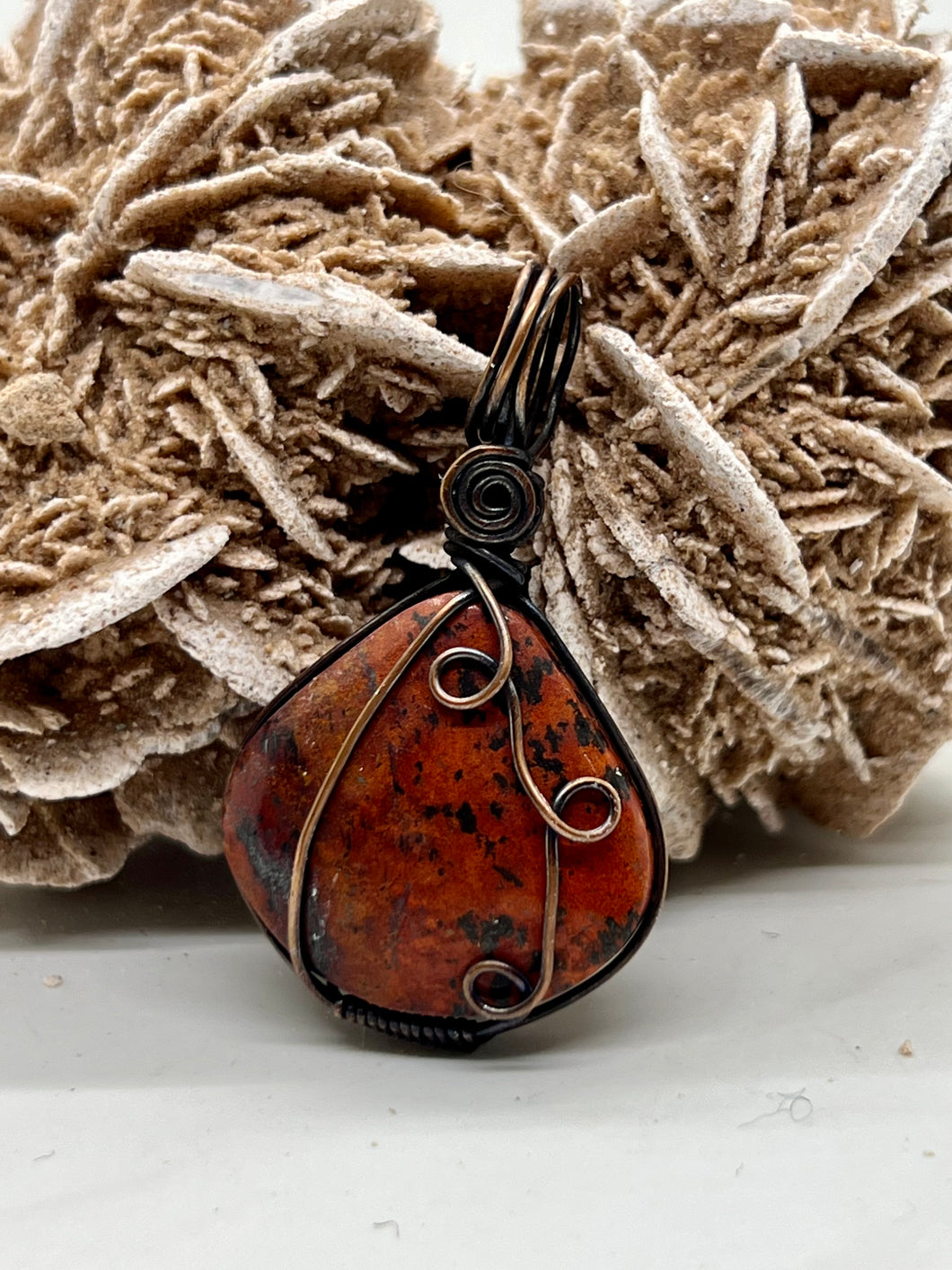 Sonoran Sunrise Chrysocolla Simple Oxidized Copper Pendant