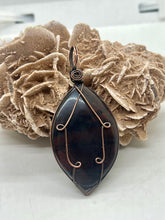 Load image into Gallery viewer, Hand Carved Red Ribbon Obsidian Copper Wire Wrap Pendant
