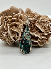 Load image into Gallery viewer, Sonoran Sunrise Chrysocolla Simple Sterling Silver Wire Wrapped Pendant
