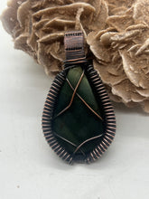 Load image into Gallery viewer, Serpentine Oxidized Copper Wire Wrap Pendant
