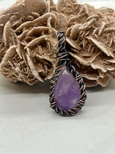 Load image into Gallery viewer, Amethyst Oxidized Copper Wire Wrap Pendant
