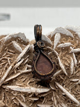 Load image into Gallery viewer, Hand Carved Petrified Wood Oxidized Copper Wire Wrap Pendant
