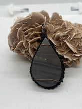 Load image into Gallery viewer, Hand Carved Echo Ridge Jasper Oxidized Copper Wire Wrap Pendant
