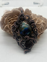 Load image into Gallery viewer, Labradorite &amp; Colombianite Oxidized Copper Wire Wrap Pendant
