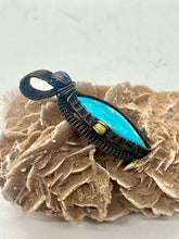Load image into Gallery viewer, Hand Carved Kingman Turquoise, Opal, &amp; Lapis Lazuli Copper Wire Wrap Pendant
