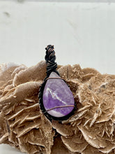 Load image into Gallery viewer, Amethyst Oxidized Copper Wire Wrap Pendant
