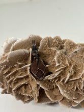 Load image into Gallery viewer, Hand Carved Petrified Wood Mini Simple Oxidized Copper Wire Wrap Pendant

