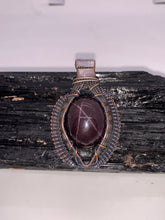 Load image into Gallery viewer, Star Garnet Oxidized Copper Wire Wrap Pendant
