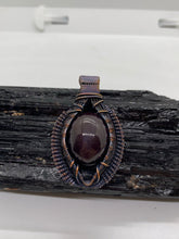 Load image into Gallery viewer, Star Garnet Oxidized Copper Wire Wrap Pendant
