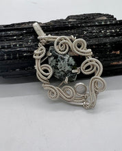 Load image into Gallery viewer, Epidote in Quartz &amp; Clear Quartz Sterling Silver Wire Wrap Pendant
