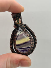 Load image into Gallery viewer, Flourite &amp; Peridot Oxidized Copper Wire Wrap Pendant
