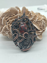 Load image into Gallery viewer, Agate &amp; Colombianite Oxidized Copper Wire Weap Pendant
