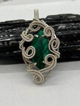 Load image into Gallery viewer, Hand Carved Malachite Sterling Silver Pendant
