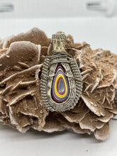 Load image into Gallery viewer, Fordite &amp; Citrine Sterling Silver Wire Wrap Pendant
