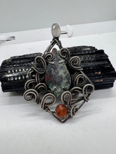 Load image into Gallery viewer, Sonoran Sunrise, Sunstone, &amp; Rainbow Moonstone Sterling Silver Wire Wrap Pendant
